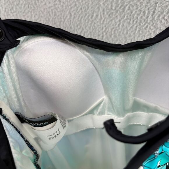 Maxine of Hollywood Floral One-Piece Swimsuit Size 8 Blue Black White Retro - Picture 6 of 12